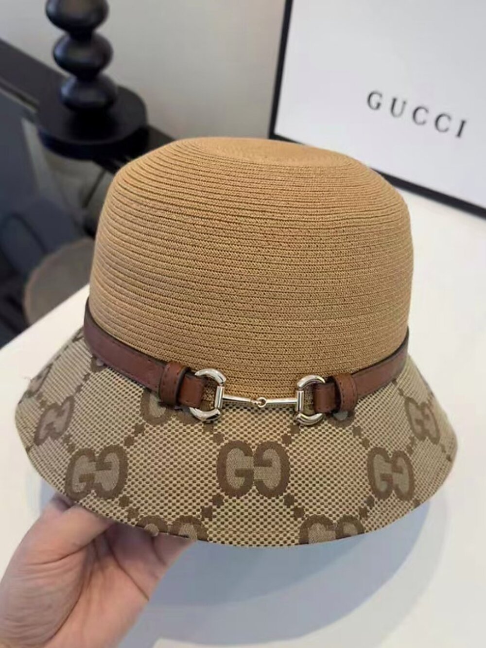 Gucci GG Canvas Straw Bucket Hat